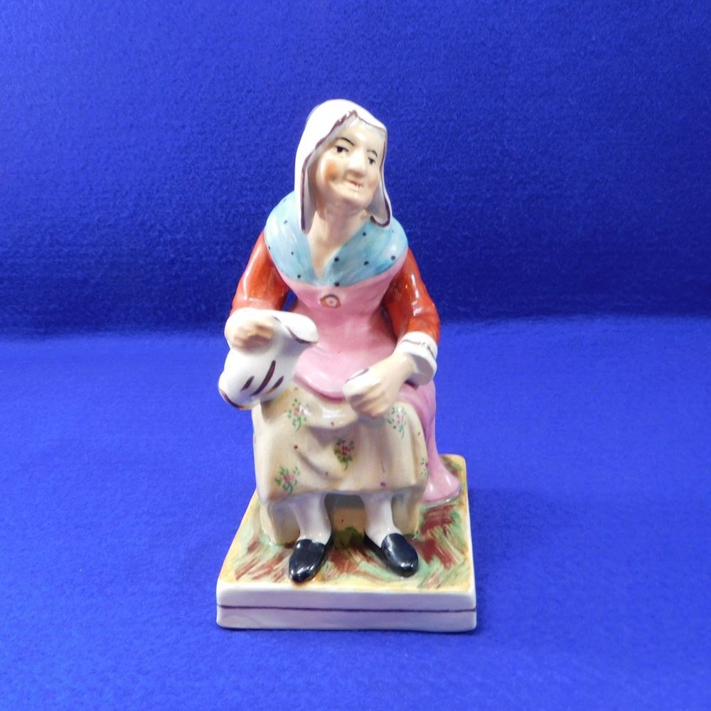 Antique Old Staffordshire Ware Woman with Pitcher Figurine England - as is